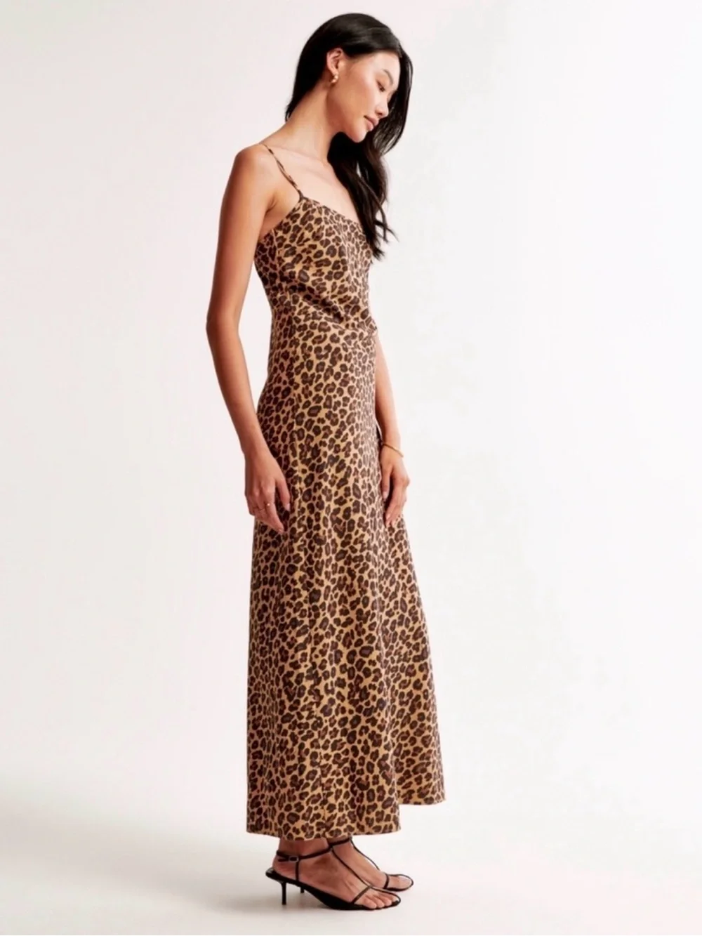 Abercrombie and Fitch Leopard Print Slip Maxi Dress